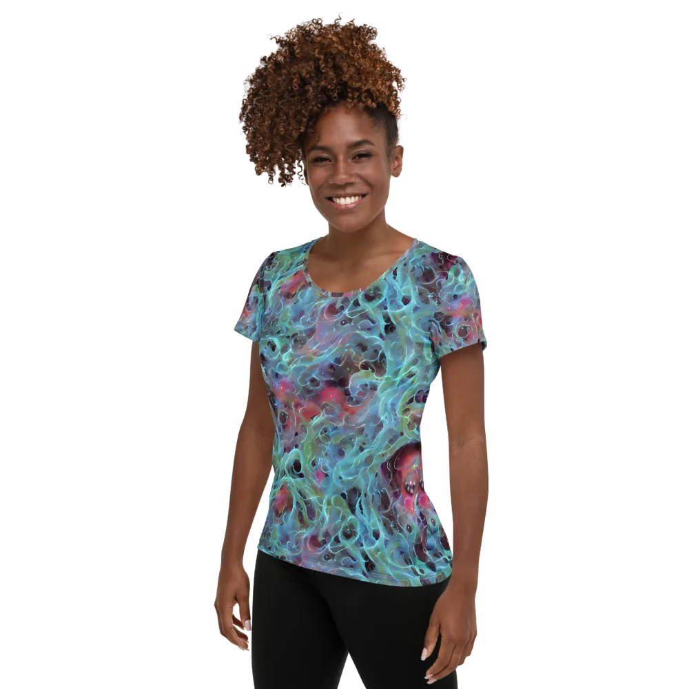 Cosmic Tide on Women's Athletic T-Shirt — Left