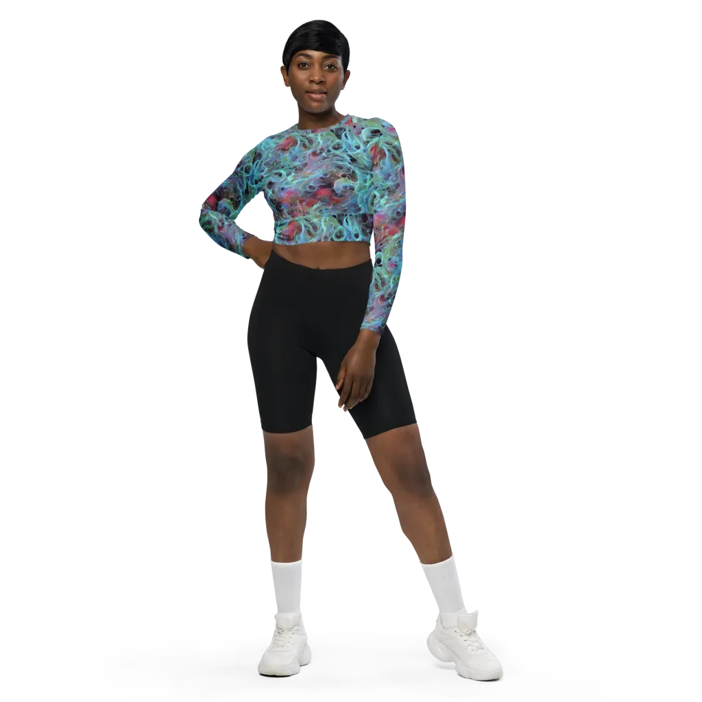 Cosmic Tide on Long Sleeve Crop Top — Front