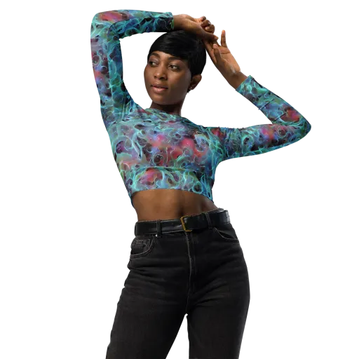 Cosmic Tide on a Long Sleeve Crop Top