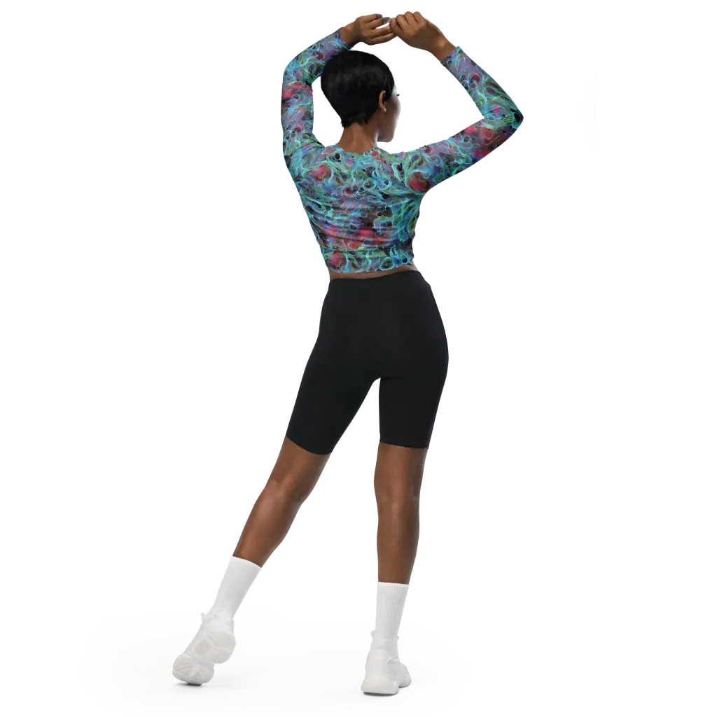 Cosmic Tide on Long Sleeve Crop Top — Back