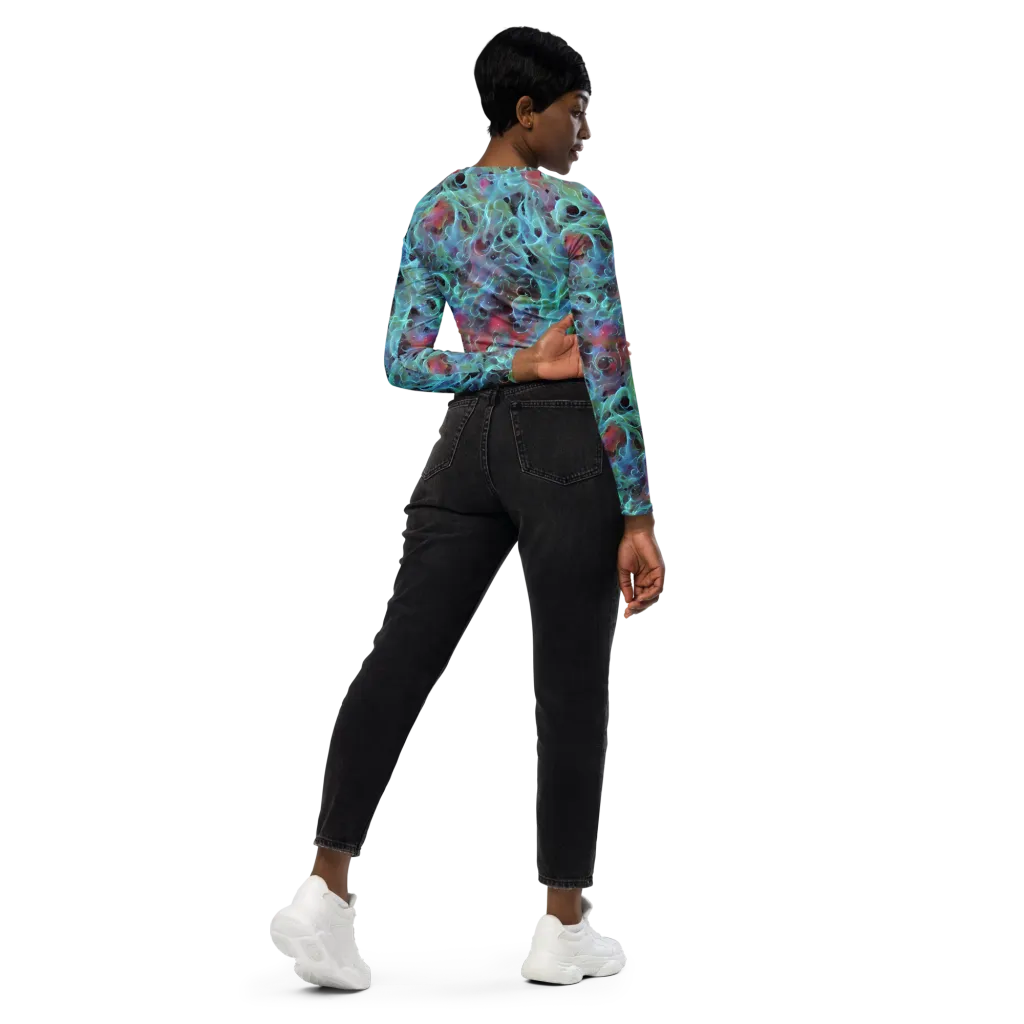 Cosmic Tide on Long Sleeve Crop Top — Right Back