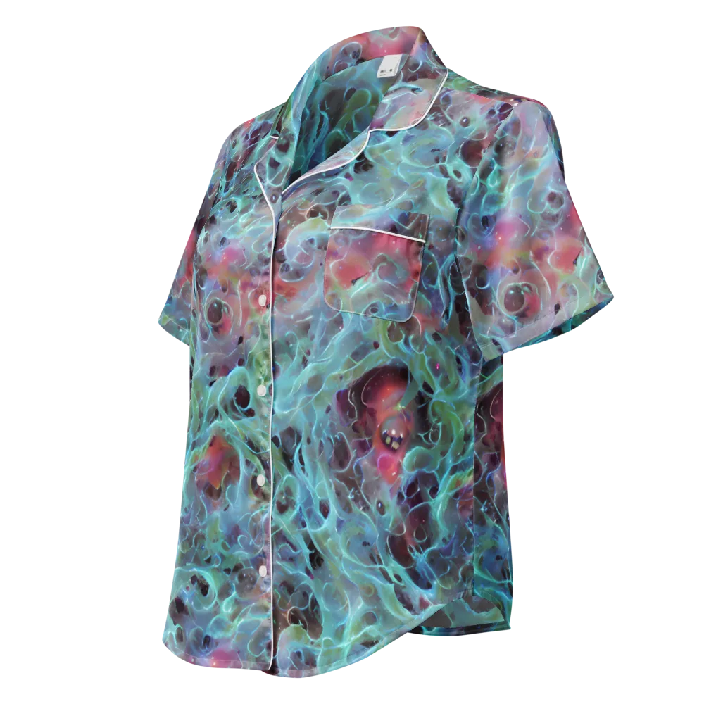 Cosmic Tide on Women's Short Sleeve Pajama Top — Left Front