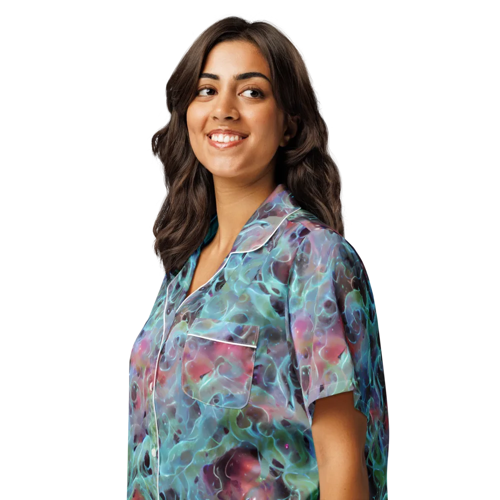 Cosmic Tide on Women's Short Sleeve Pajama Top — Left Front