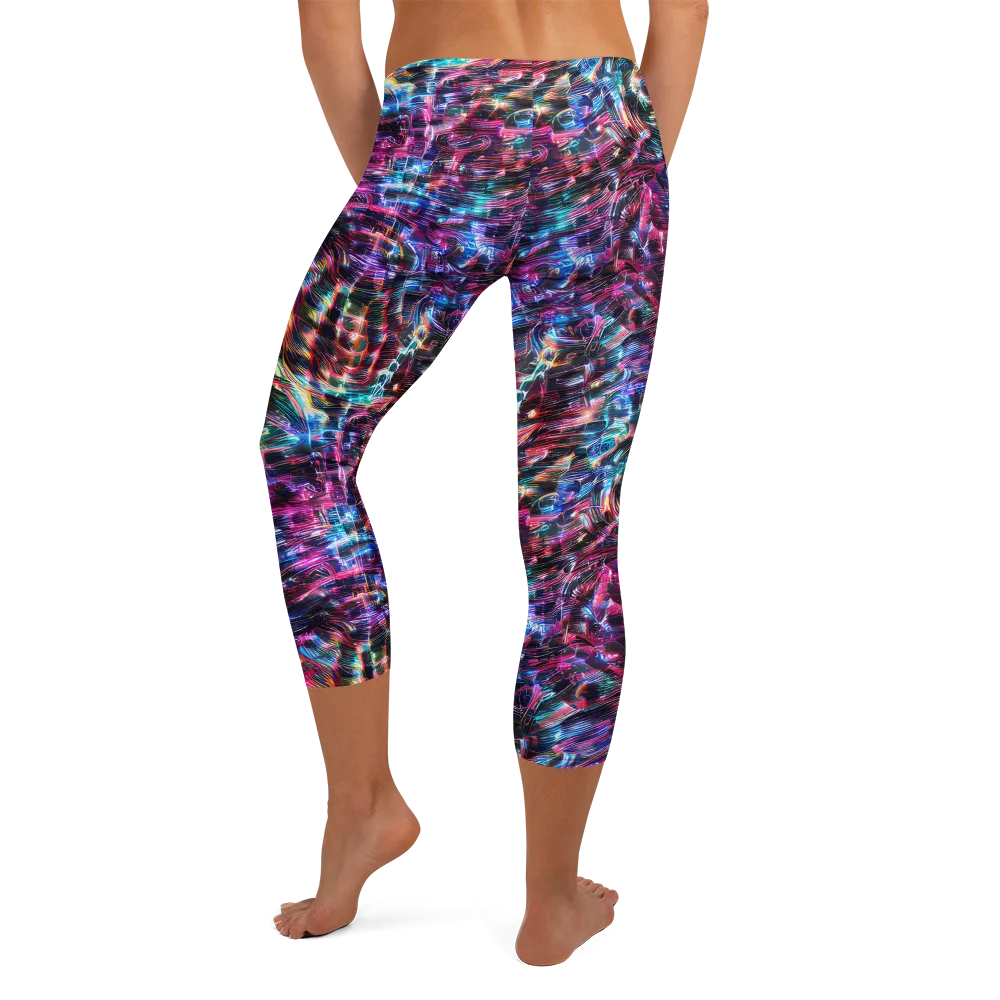 Cyberwave on Capri Leggings — Back