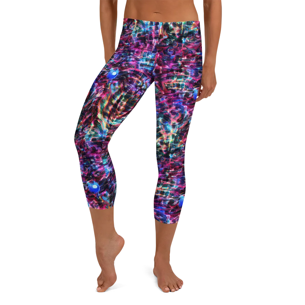 Cyberwave on Capri Leggings — Front