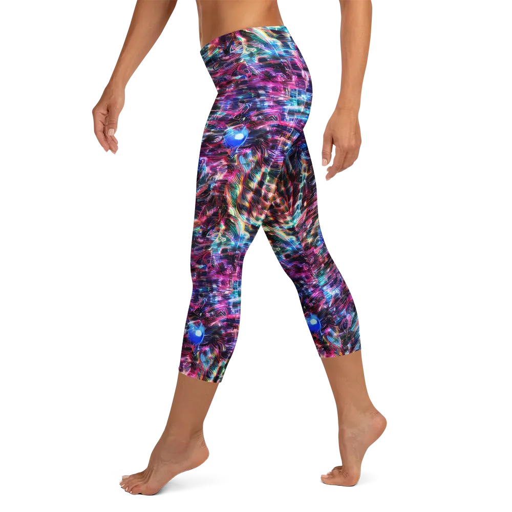 Cyberwave on Capri Leggings — Left