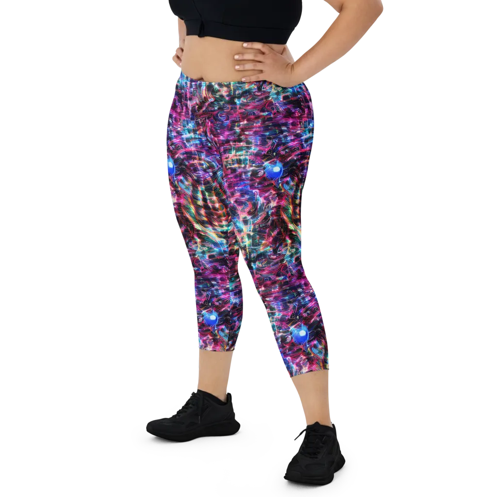 Cyberwave on Capri Leggings — Front