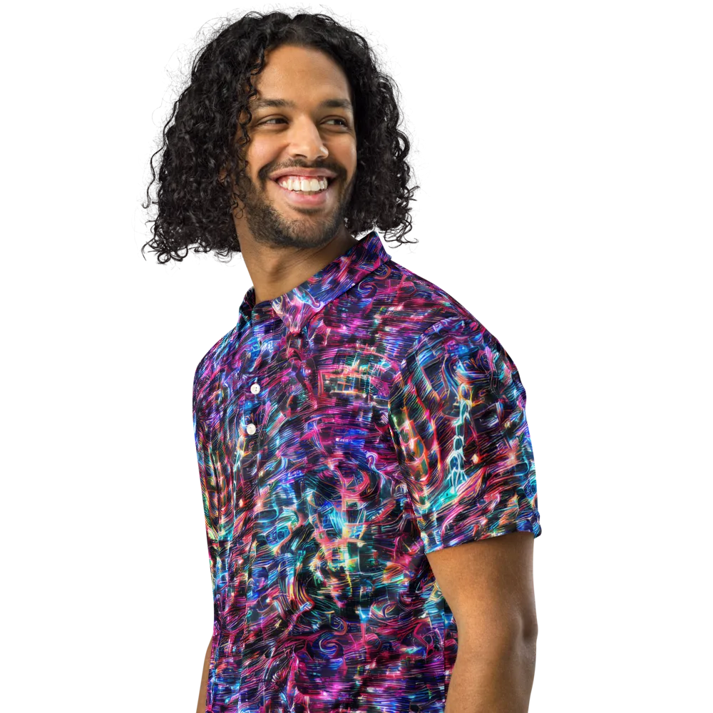 Cyberwave on Men's Slim Fit Polo Shirt — Left Front