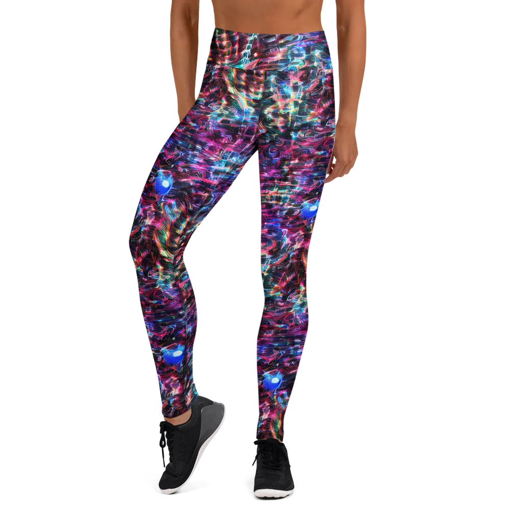 Cyberwave on Yoga Leggings — Front