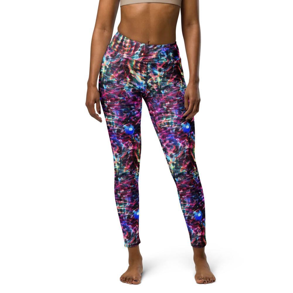 Cyberwave on Yoga Leggings — Front