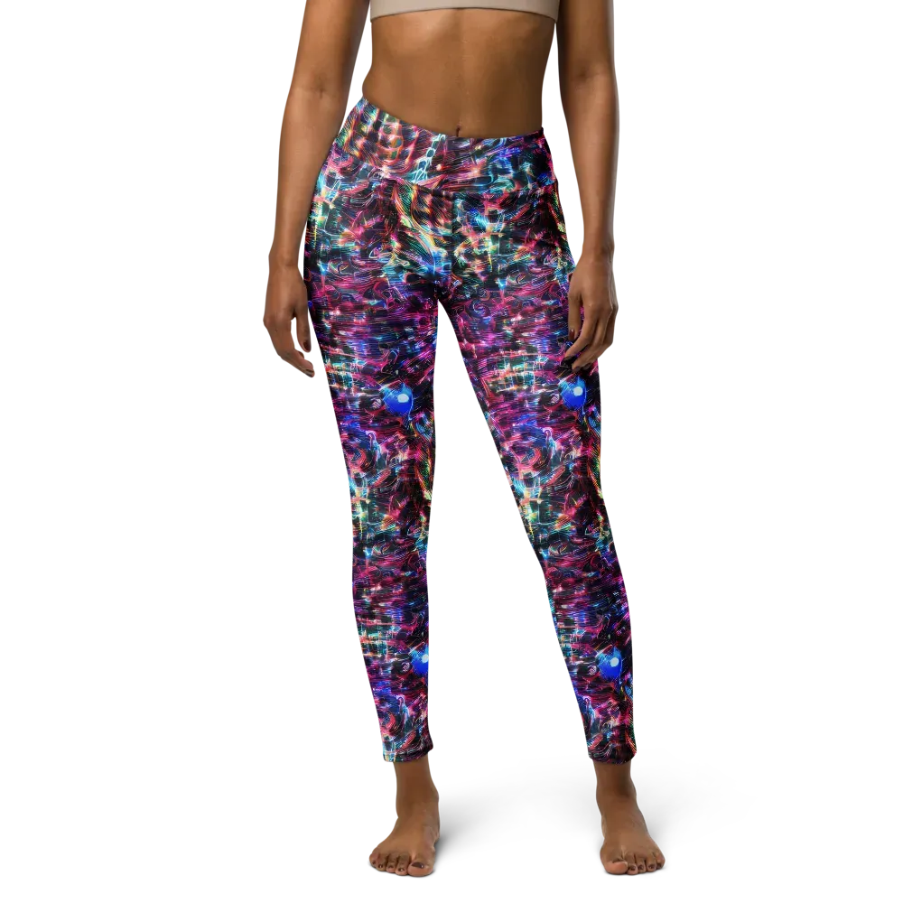 Cyberwave on Yoga Leggings — Front