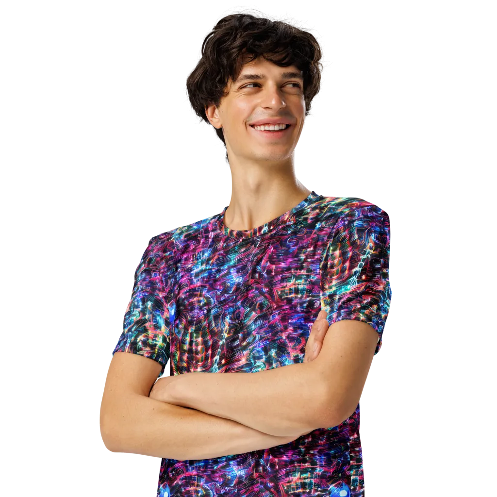 Cyberwave on Men's Crew Neck T-Shirt — Left Front