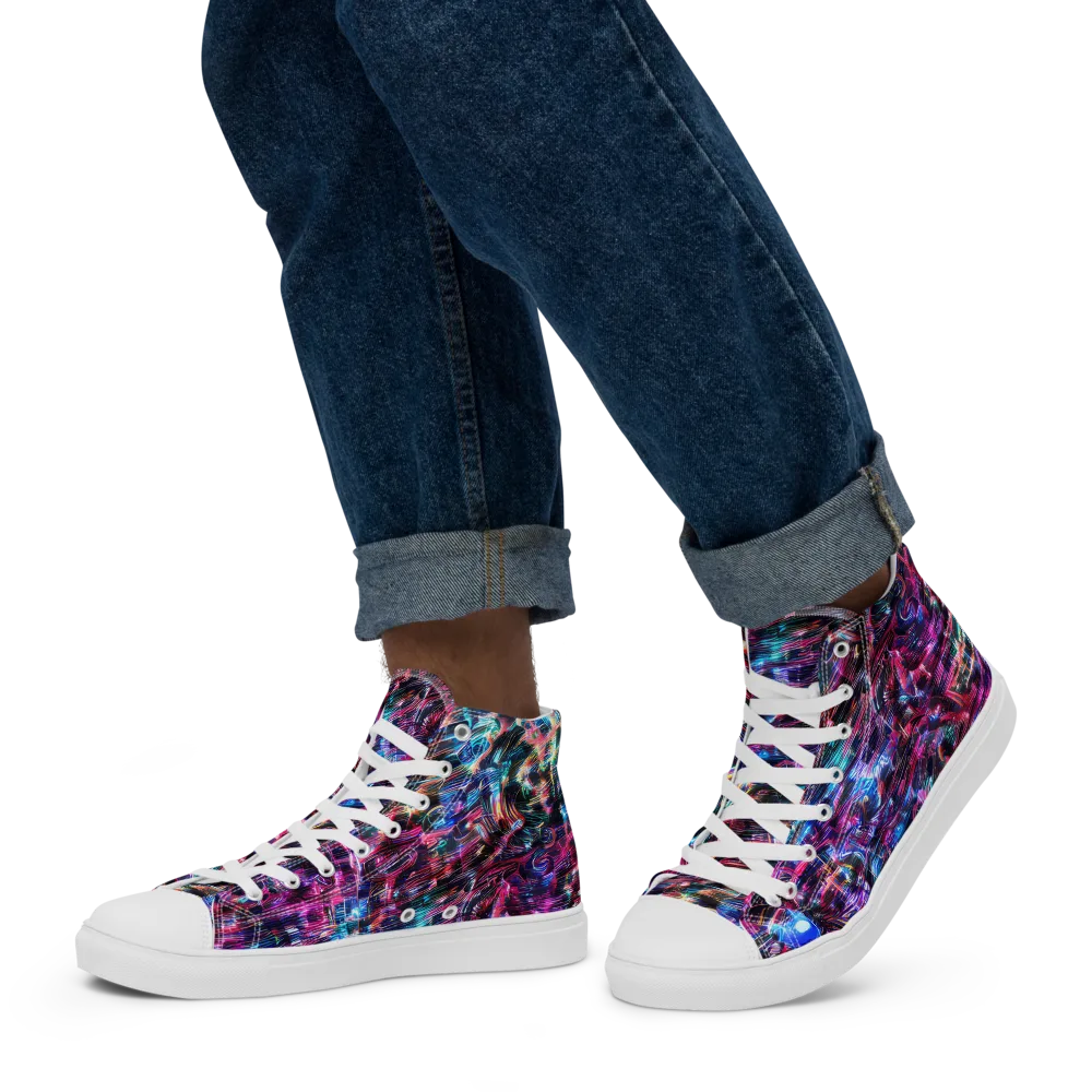 Cyberwave on Men's High Top Canvas Shoes — Left
