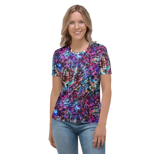 Cyberwave on a Women's Crew Neck T-Shirt