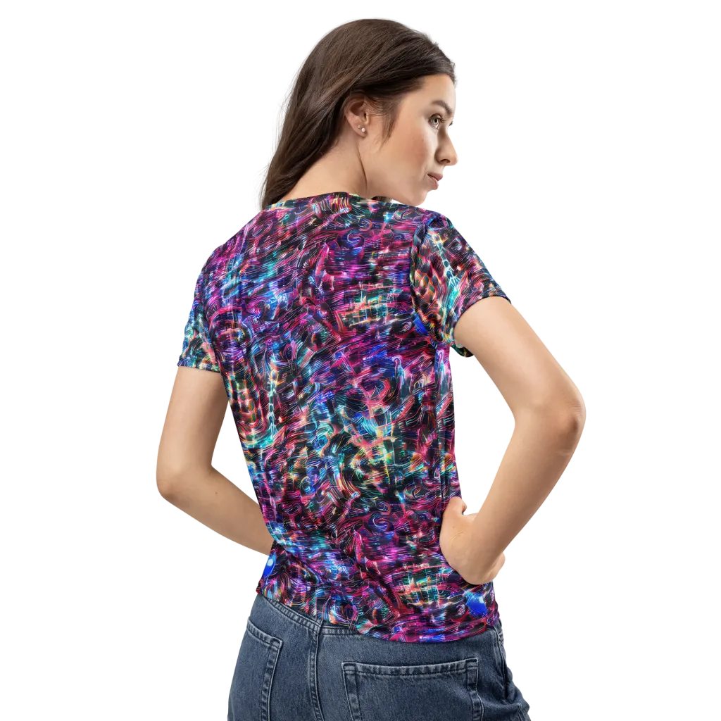 Cyberwave on Women's Crew Neck T-Shirt — Back