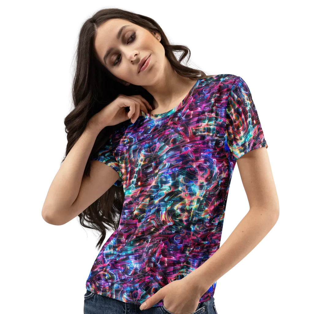 Cyberwave on Women's Crew Neck T-Shirt — Left Front