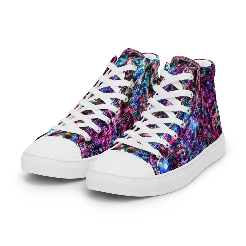 Cyberwave on Women's High Top Canvas Shoes — Left Front