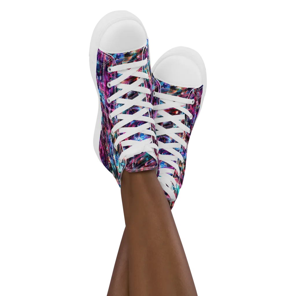Cyberwave on Women's High Top Canvas Shoes — Front