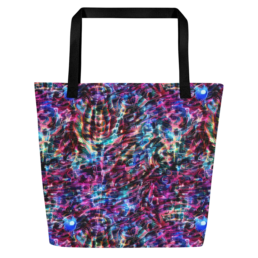 Cyberwave on Large Tote Bag W/ Pocket — Front