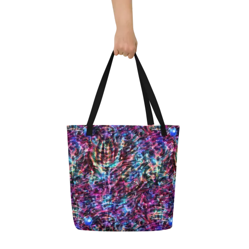 Cyberwave on a Large Tote Bag W/ Pocket