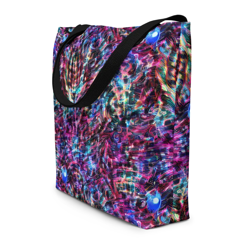 Cyberwave on Large Tote Bag W/ Pocket — Front