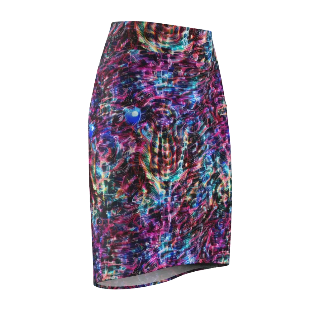 Cyberwave on Pencil Skirt — Front Side
