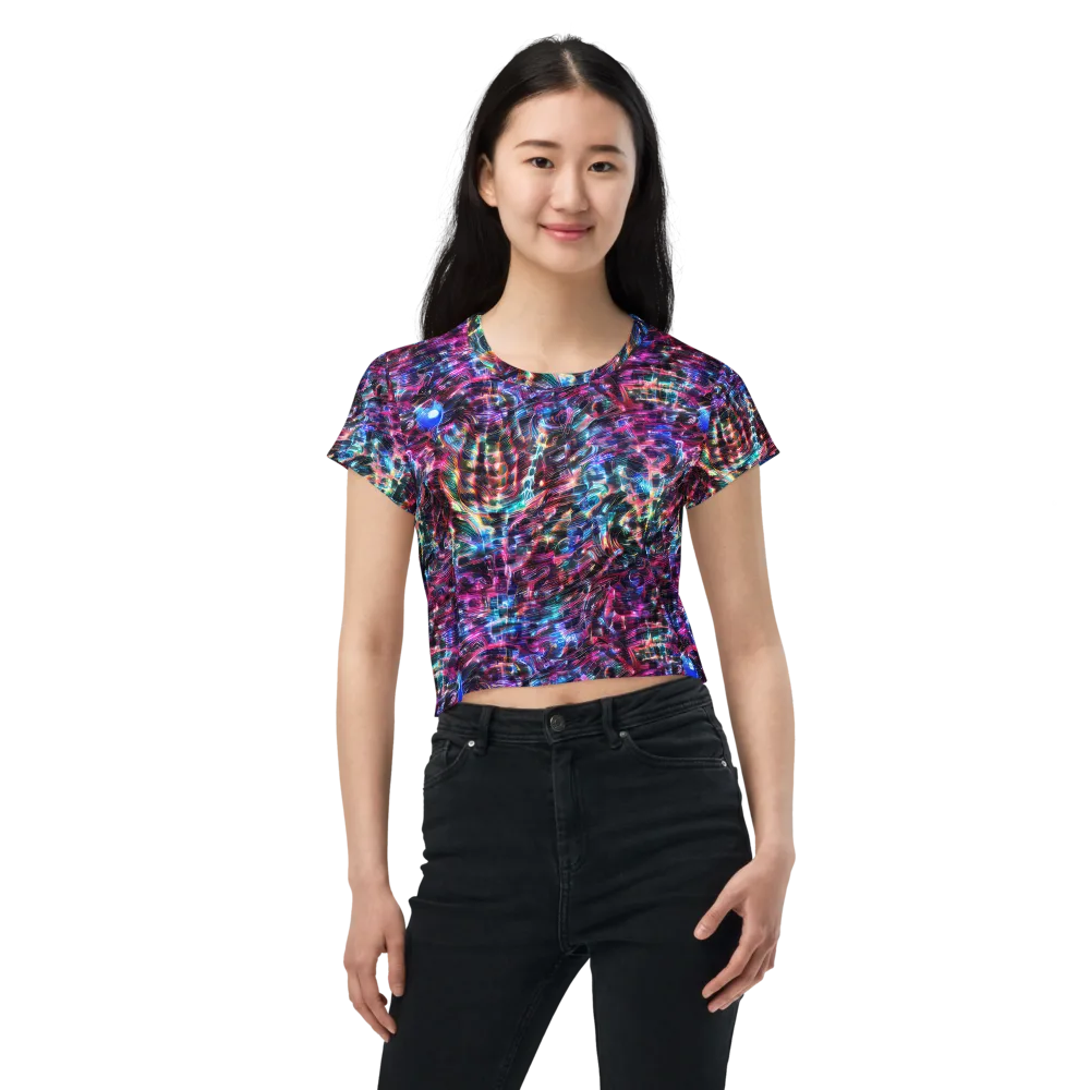 Cyberwave on Crop Tee — Front
