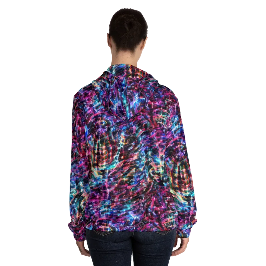 Cyberwave on Women's Full-Zip Hoodie — Back On Person