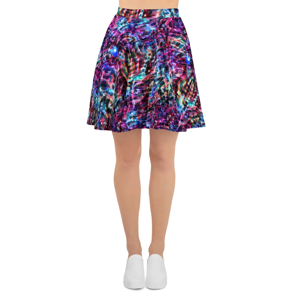 Cyberwave on Skater Skirt — Front