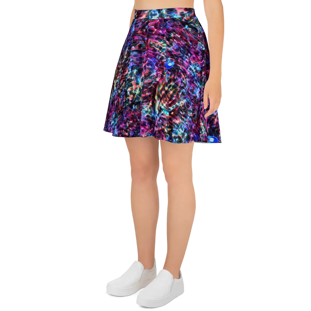 Cyberwave on Skater Skirt — Left