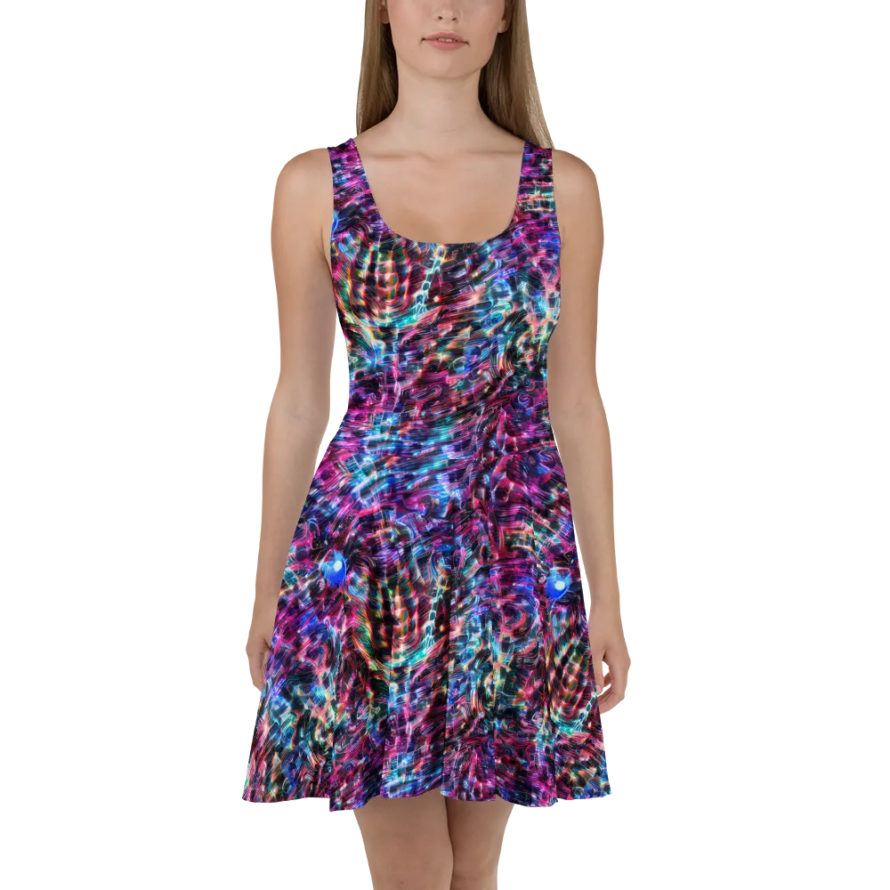 Cyberwave on Skater Dress — Front