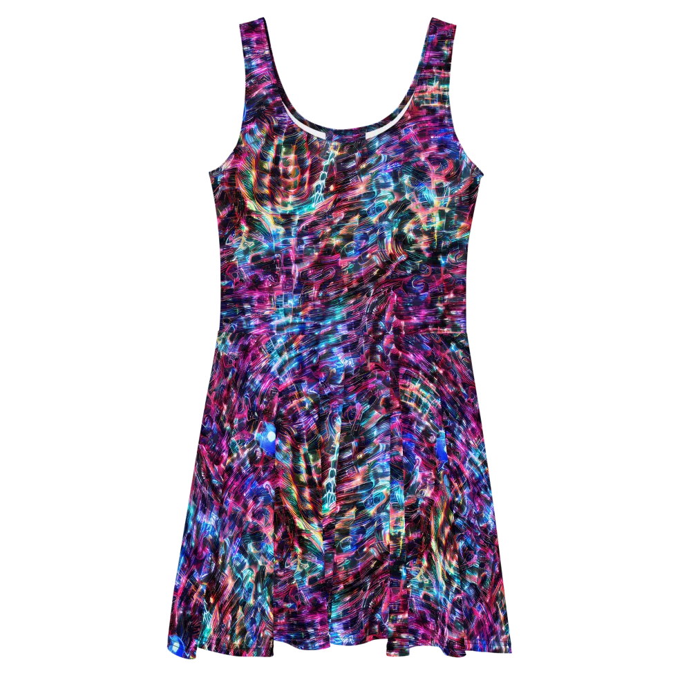 Cyberwave on Skater Dress — Front