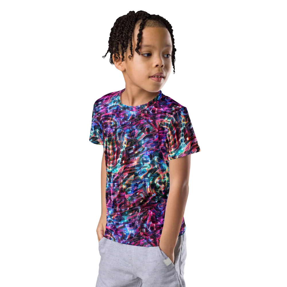 Cyberwave on Kids Crew Neck T-Shirt — Left Front