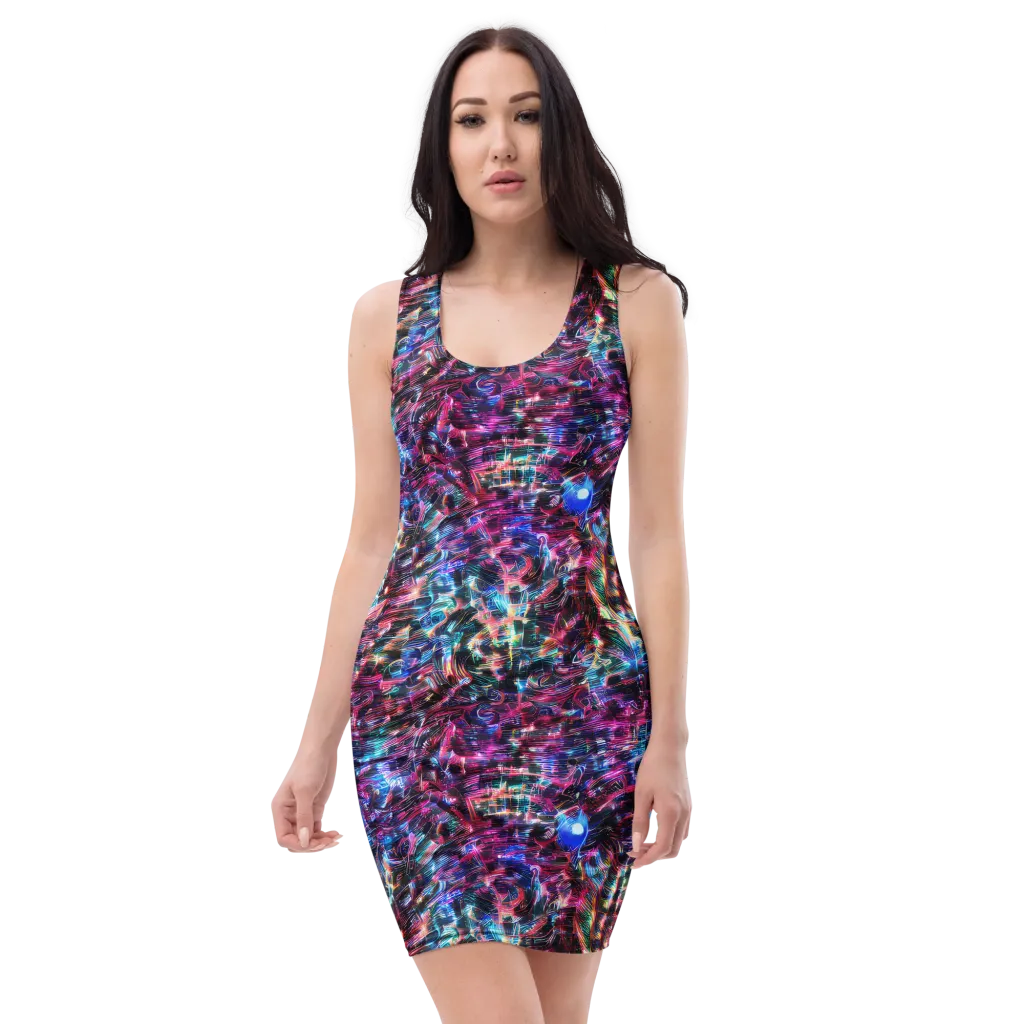Cyberwave on Bodycon Dress — Front