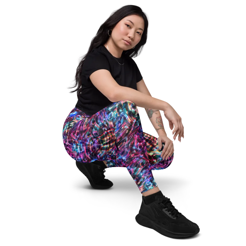 Cyberwave on Leggings with Pockets — Right Front