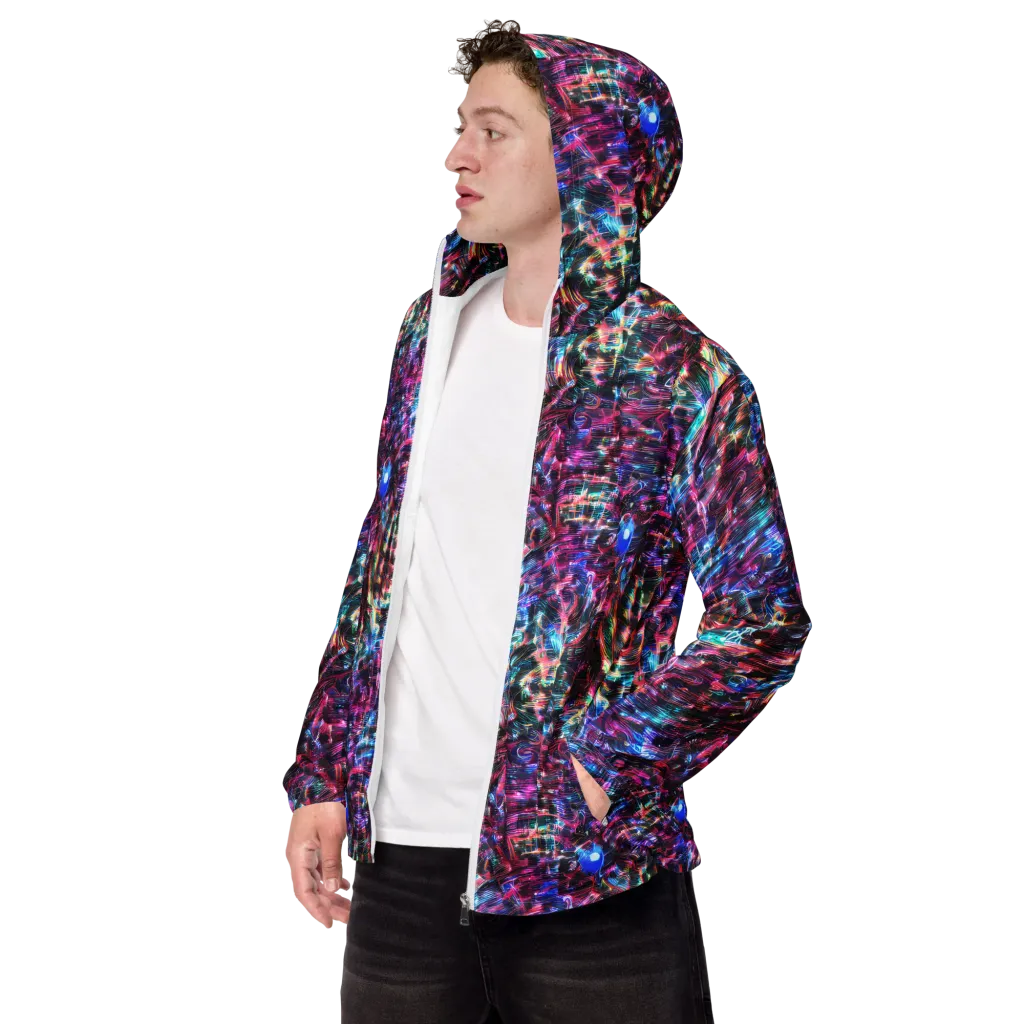 Cyberwave on Men's Windbreaker — Left Front