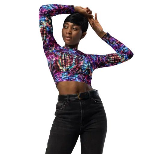 Cyberwave on a Long Sleeve Crop Top