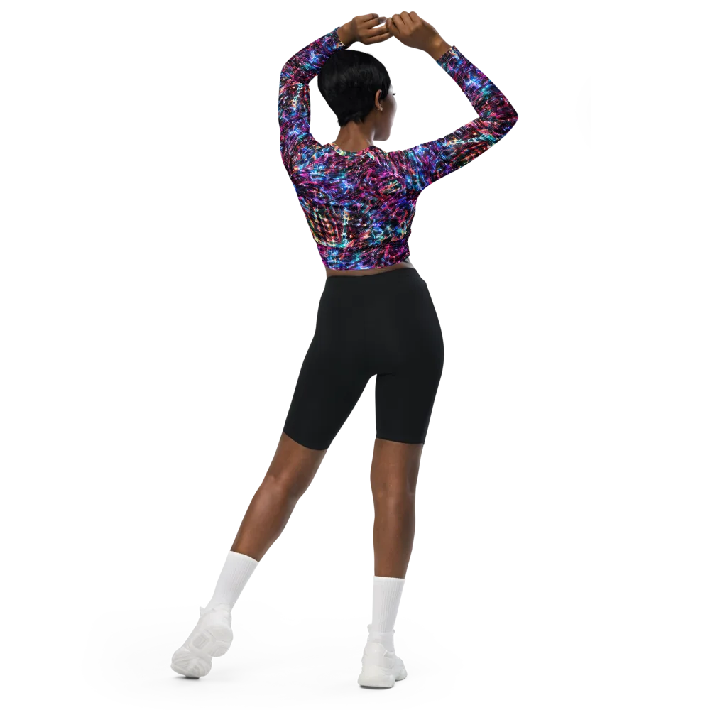 Cyberwave on Long Sleeve Crop Top — Back