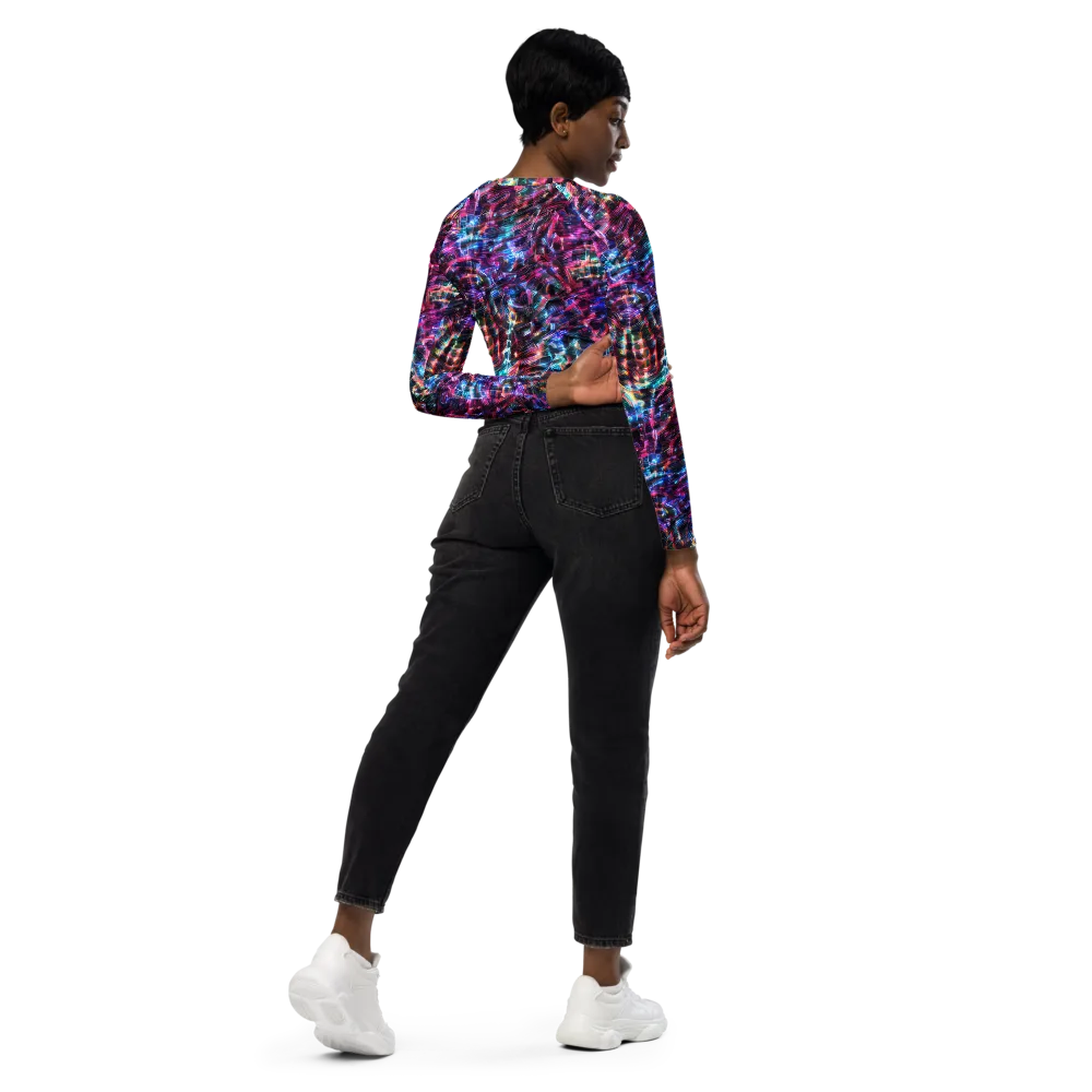 Cyberwave on Long Sleeve Crop Top — Right Back