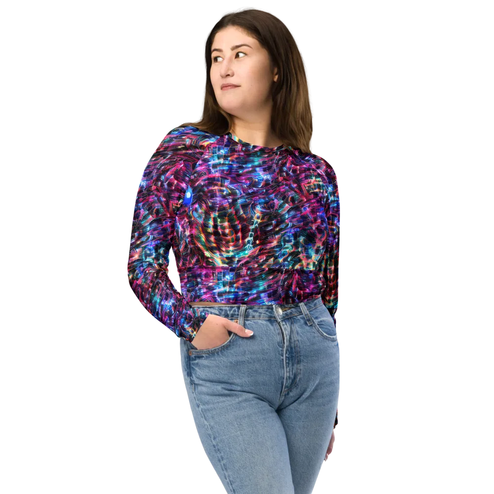 Cyberwave on Long Sleeve Crop Top — Front