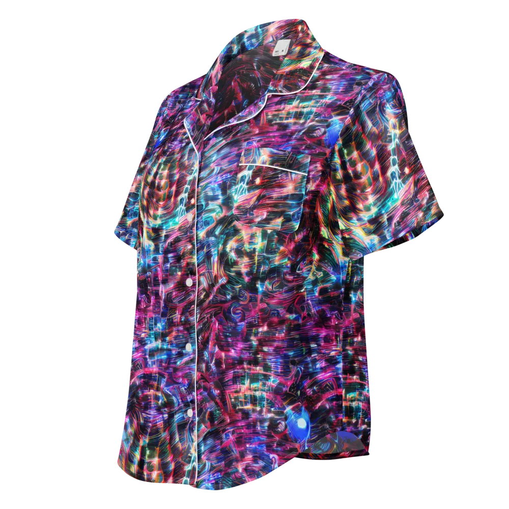 Cyberwave on Women's Short Sleeve Pajama Top — Left Front