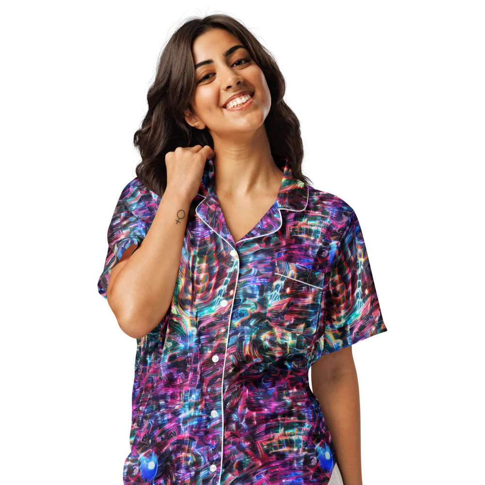 Cyberwave on Women's Short Sleeve Pajama Top — Front