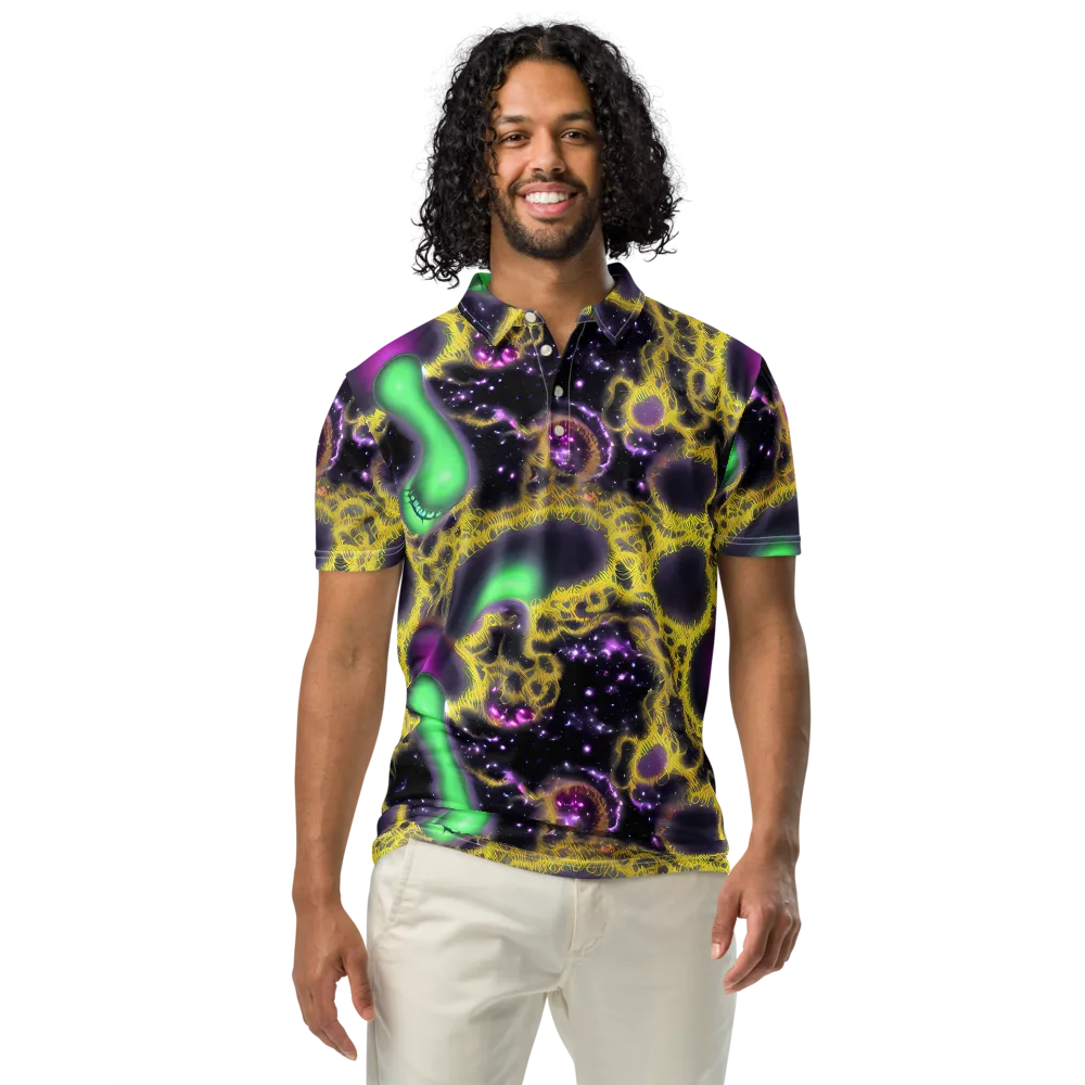 Galactic Grotto on Men's Slim Fit Polo Shirt — Front