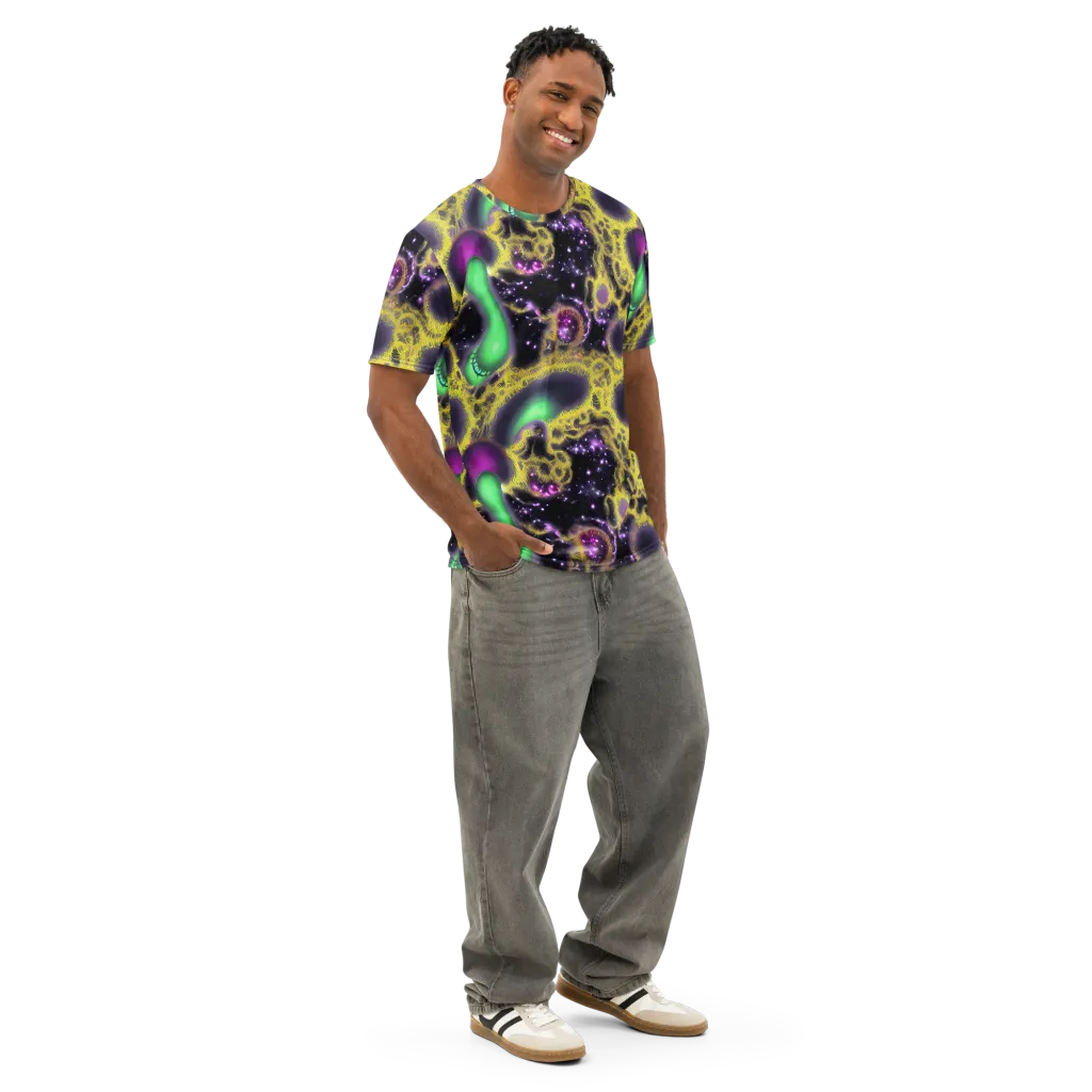Galactic Grotto on Men's Cotton Crew Neck T-Shirt — Right Front