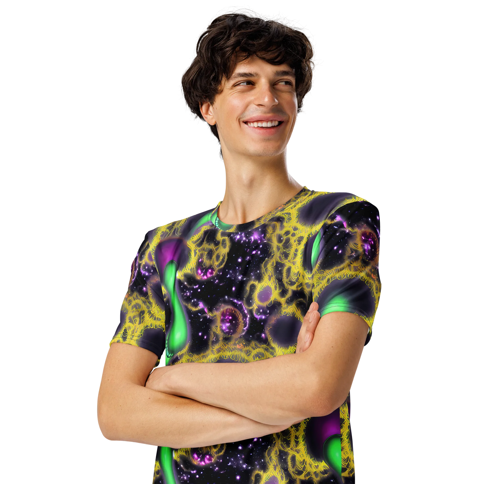 Galactic Grotto on Men's Crew Neck T-Shirt — Left Front