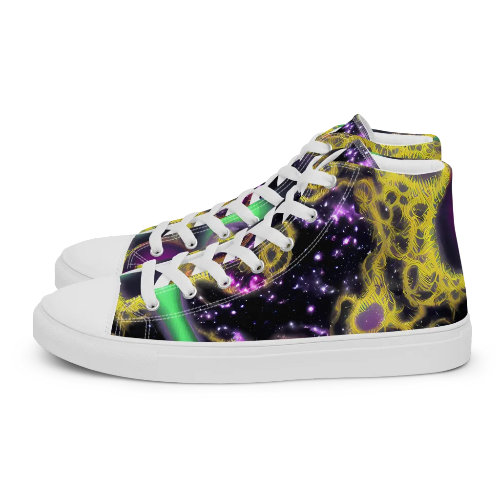 Galactic Grotto on Men's High Top Canvas Shoes — Left