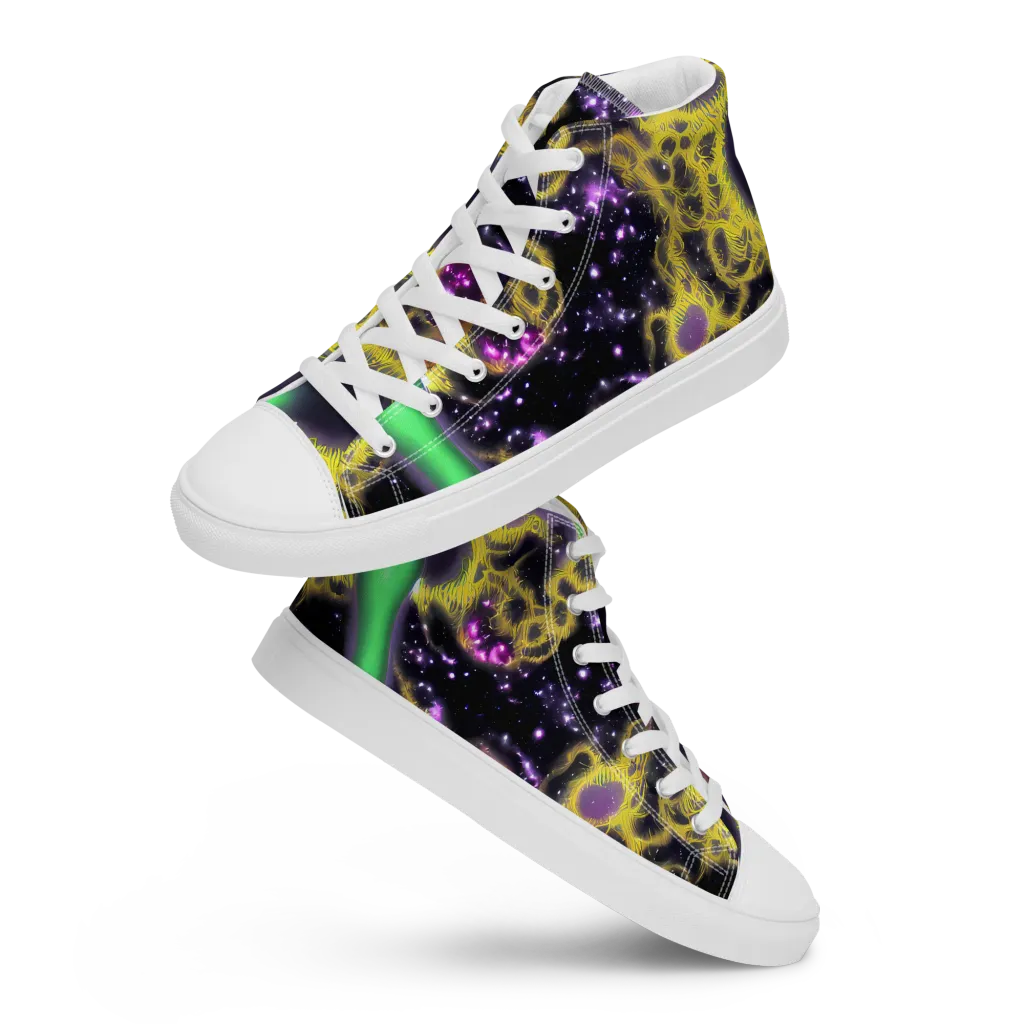 Galactic Grotto on Men's High Top Canvas Shoes — Front