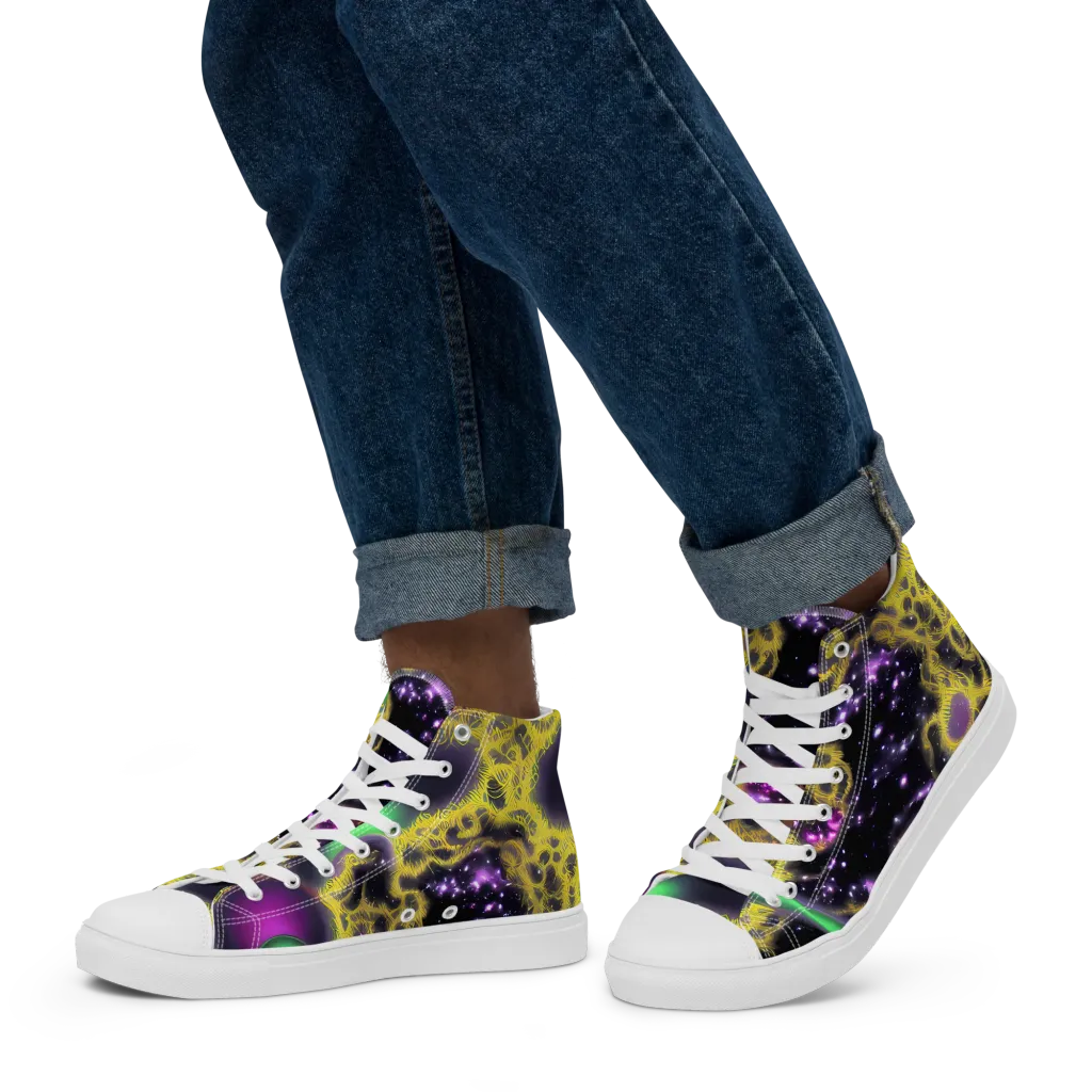 Galactic Grotto on Men's High Top Canvas Shoes — Left