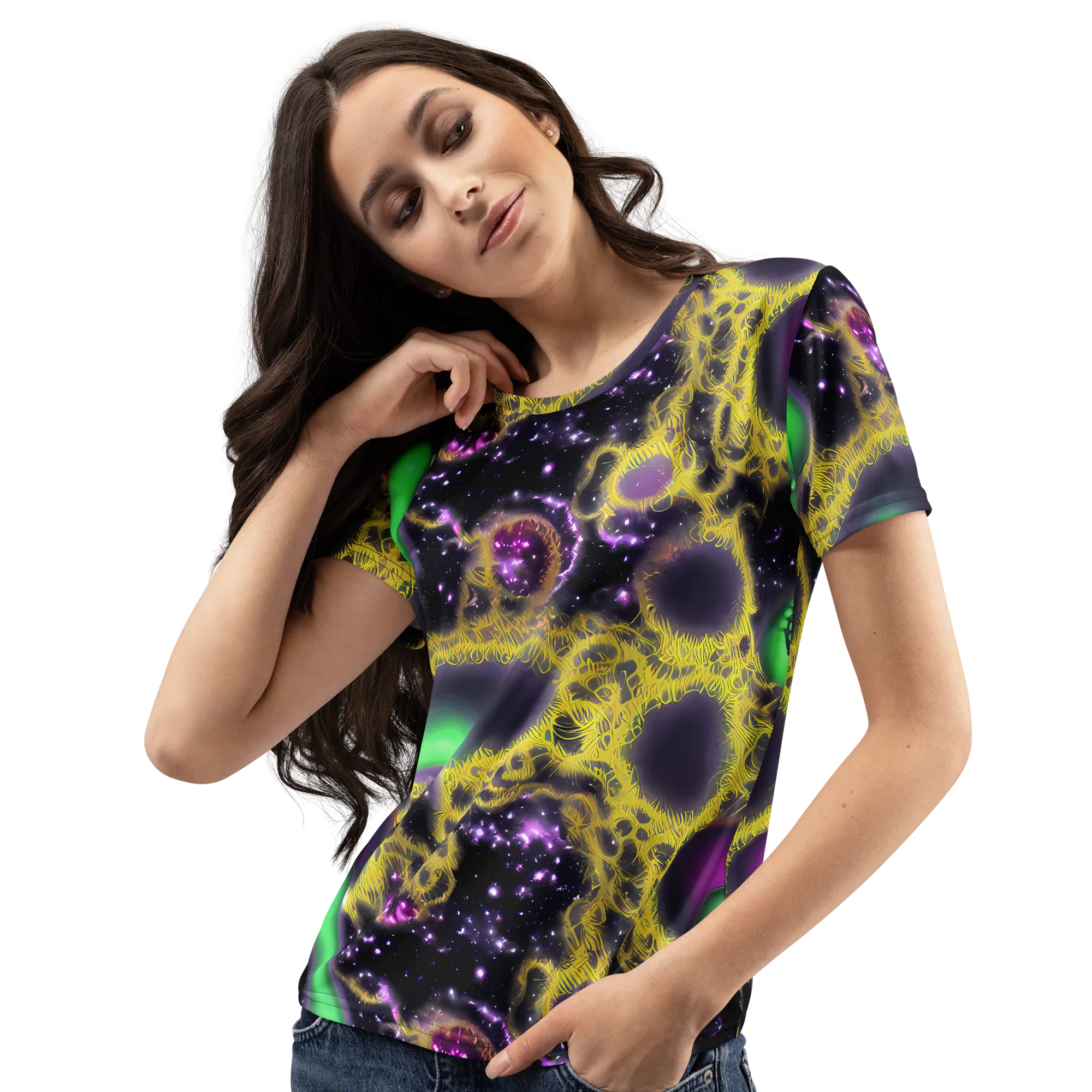 Galactic Grotto on Women's Crew Neck T-Shirt — Left Front