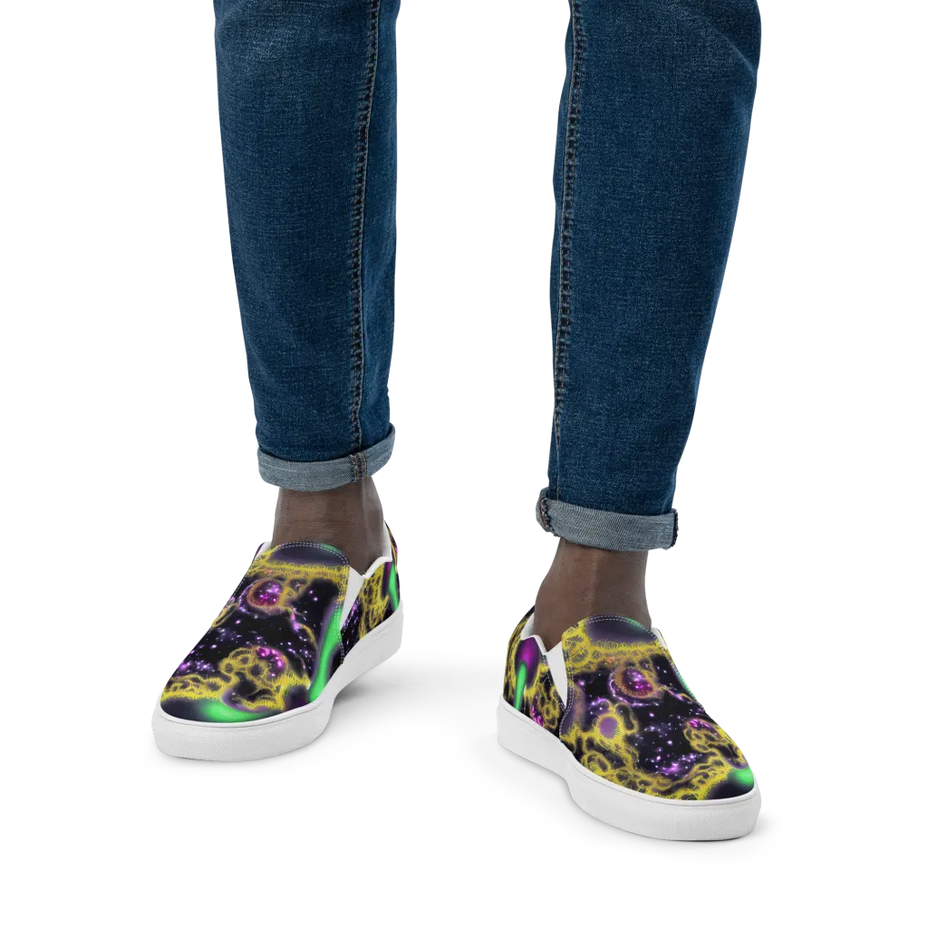 Galactic Grotto on Men's Slip-On Canvas Shoes — Front